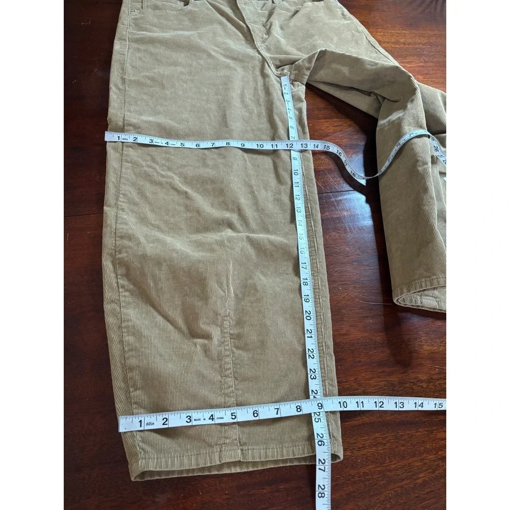 Universal Thread Womens High Rise Easy Barrel Corduroy Pants 14 Crop Earthy Tan - Picture 8 of 9
